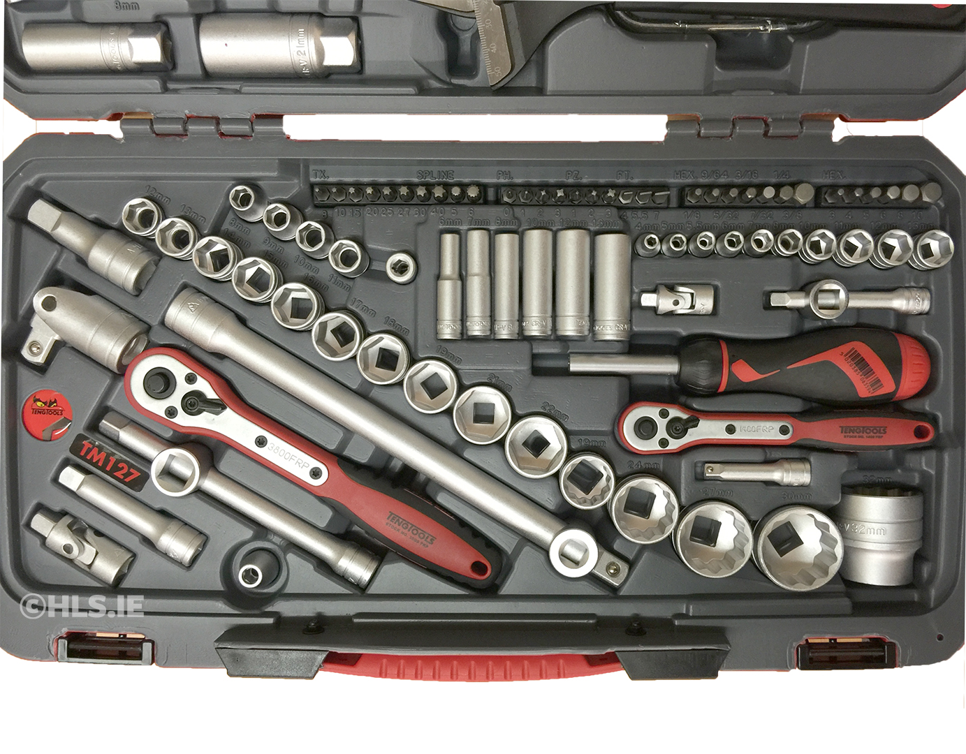 Teng Tools 127 Piece 1/4",3/8" and 1/2" Drive Tool Kit with Spanner Set TM127