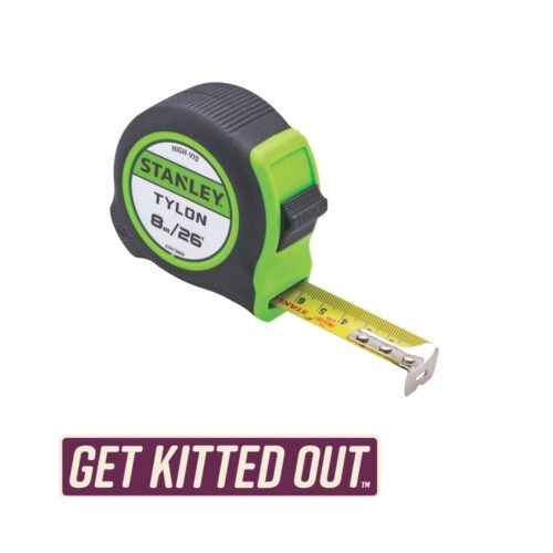 Stanley Hi-Vis Tylon Tape (8m/26ft)