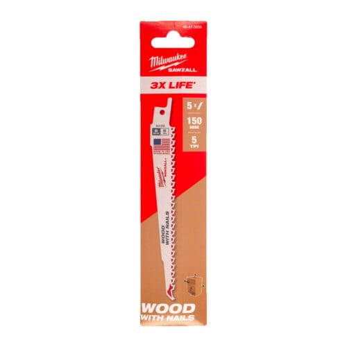 Milwaukee SAWZALL THIN KERF Demolition Blades 150mm 5T (5 Pack) | 48475035